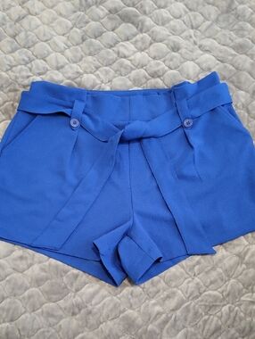 Sincerely Jules Cobalt High-Waist Tie-Belt Paperbag Shorts-XL Never Worn